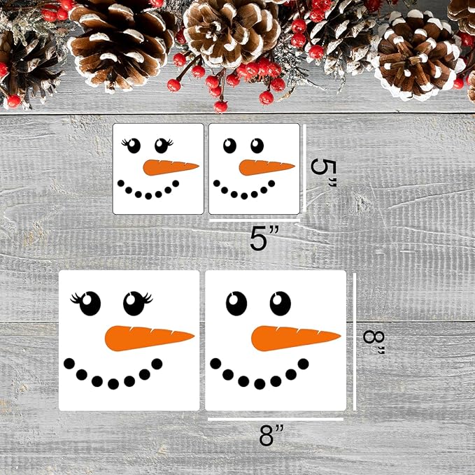 Snowman Face Stencils Christmas Stencils for Crafts Reusable Xmas Holiday Stencil for Painting on Wood Window T-Shirts Fabrics Decor CH
