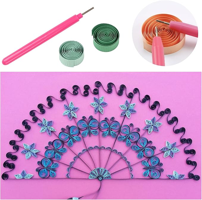 19pcs Paper Quilling Tools Kit Paper Strips DIY Tool Set with Slotted Pen Quilling Board Curling Coach Comb Crimper Border Buddy Filigrana Tool Kit