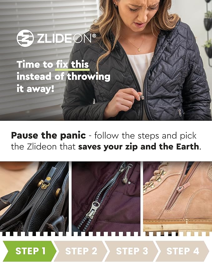 ZlideOn Zipper Pull Replacement - 5pcs, Black, Narrow - Instant Zipper Replacement Slider Multipack
