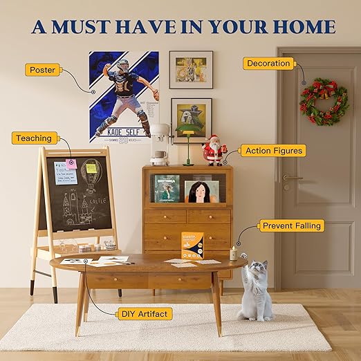 Double Sided Sticky Tack – 490pcs Easy to Peel Sticky Dot,Clear Removable Balloon Glue Poster Dots for Crafts, Posters, Balloons, and DIY Projects