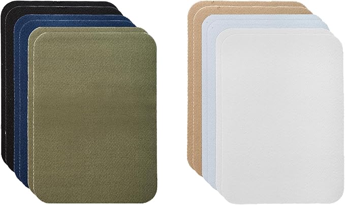 Johnson & Smith Iron On Patches - 12-Piece Iron On Patch for Clothing, Pants Repair - Adhesive Fabric Patches in Rectangle Shapes - Easy to Use, No Sewing Needed - Uniform Colors