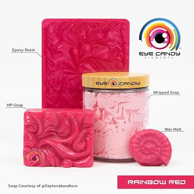 Eye Candy Pigments Premium Red Mica Powder - Rainbow Red (50gr) - for Epoxy, Resin, Soap, Paint, Woodworking, Acrylic Pouring, Bath Bombs, Fishing Lures - DIY Arts and Crafts Additive