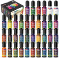 Alcohol Ink Set - 36 Bottles Vibrant Colors High Concentrated Alcohol-Based Ink, Concentrated Epoxy Resin Paint Colour Dye Great for Resin Petri Dish, Coaster, Painting, Tumbler Cup Making(10ml Each)