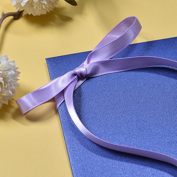 3/8" x 100 Yards Light Lilac Polyester Satin Ribbon Single Faced Bulk Fabric Ribbons for Gift Wrapping, Crafting and DIY Projects, Scrapbooking, Bows and Card Making