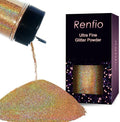 Renfio Holographic Ultra Fine Glitter Powder Metallic Resin Glitter 2.11 Oz (60g) PET Flakes Crafts Sequins 1/128" 0.008" 0.2mm Epoxy Chips Flakes for Tumblers Slime - Diamond Laser Gold