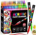 72 Colors Acrylic Paint Markers, Soft Brush Tip Pens and Markers, Water-Based Acrylic Paint Pens for Wood, Stone, Canvas, Glass, Fabric, Egg, Rock Painting and DIY Crafts Art Supplies