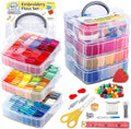 Inscraft 403 Pack Embroidery Floss Set, 250 Colors Cross Stitch Friendship Bracelet Thread with 153 Pcs Cross Stitch Tool, 4-Tier Transparent Box for Storage