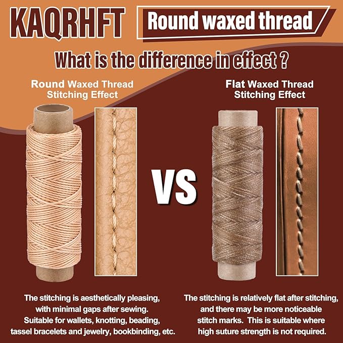0.8 mm Leather Sewing Thread, 16 Colors 32 Yards Waxed Thread, Round Waxed Thread,Wax String for Bracelet Making, Sewing Stitching, Bookbinding, Braiding, Beading