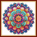 Stamped Cross Stitch Kits - Beach Night Landscape Counted Cross Stitch Kits for Beginners Adults Needlepoint Cross-Stitch Patterns-Magic Mandala 18x18 inchs