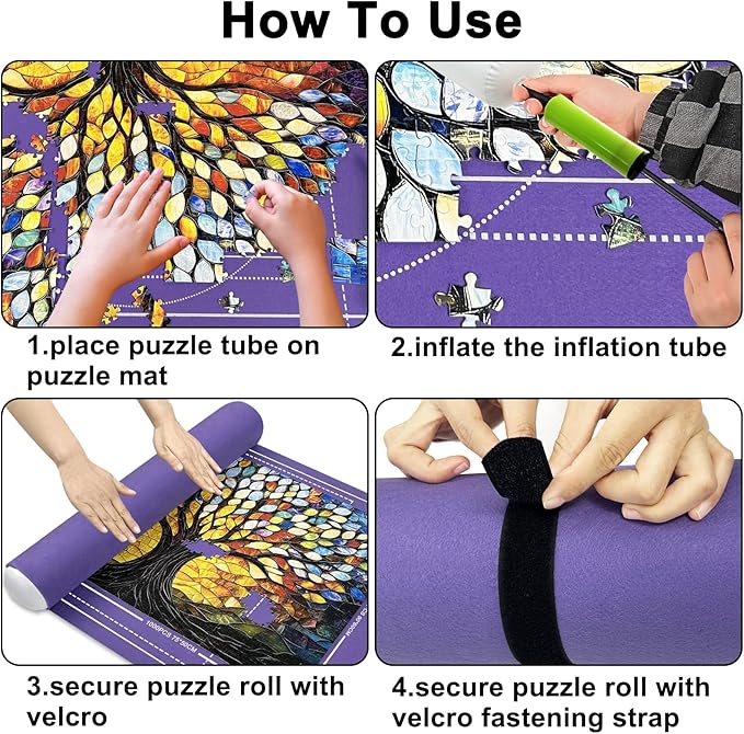 Napzy Puzzle Mat Rollup Puzzle Mats for Jigsaw Puzzles Storage Matt Roll Up Board Saver with 8 Sorting Trays 1 Drawstring Bag Jigsaws Table for Up to 1500PCS