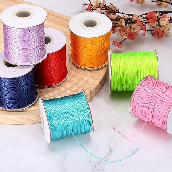 MECCANIXITY Waxed Cord 0.5mm Waxed Polyester Cord 175 Yard Wax String for Bracelet Making, Necklaces, Beading, Jewelry Making and DIY Crafts(Khaki)