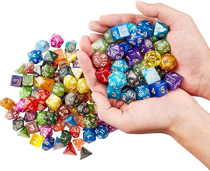 DND Dice Set (140 Pieces), Huuancy Polyhedral Dice for Dungeons and Dragons DND RPG MTG Table Games with 1 Large Flannel Bag, 20 Colors