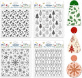 CHGCRAFT 4 Pcs Christmas Elements Polymer Clay Texture Sheets Snowflakes Silicone Texture Stamp Pine Trees Clay Texture Mat Modeling Pattern Pad Sheets for Jewelry and Earrings Tools, 5.5x5.5 inch