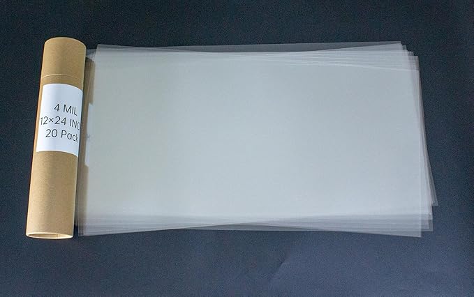 20PCS 4 Mil 12 X 24 Inch Clear Plastic Sheets, Blank Mylar Stencil Sheets,Clear Acetate Sheets for Cricut Crafts, Clear Plastic Sheets for Crafts and Cutting Machine