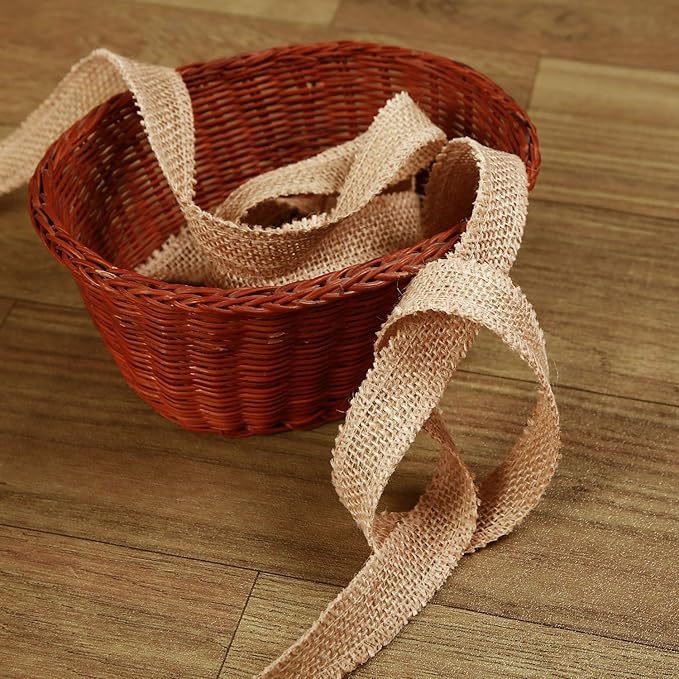 KINJOEK1 in Burlap Ribbon, 27 Yards Natural Jute Fabric Roll Ribbon for Craft, Christmas, Wedding, Gifts, Decoration