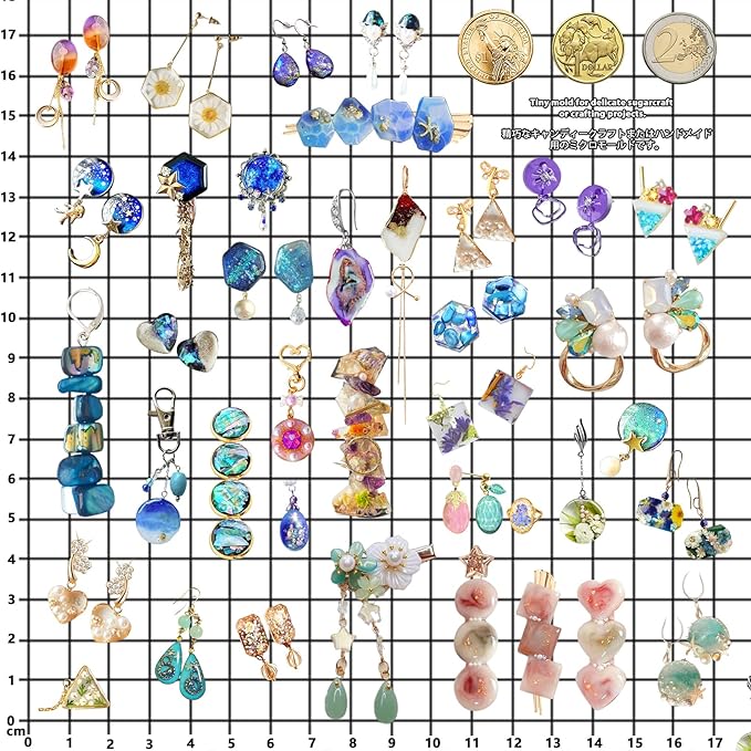 FUNSHOWCASE Cabochon Resin Mold Pack of 2 Mosaic Tile Epoxy Casting Jewelry Making