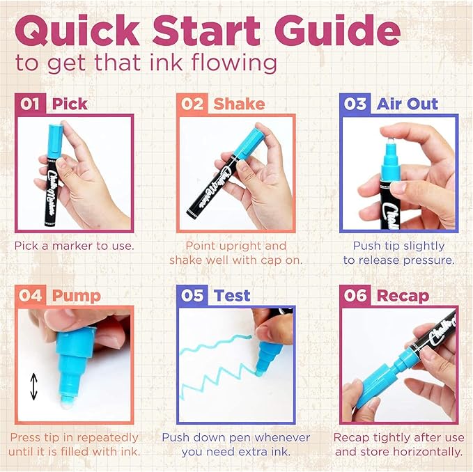 Liquid Chalk Markers for Chalkboard Erasable (20 Vintage Colors) - Bold Dry Erase Marker Chalk Pens for Blackboard, Windows, Bistro, Glass - 6mm Reversible Tip