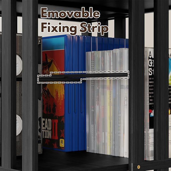XIMN 360° Rotating Bamboo CD/DVD Shelf - 6-Tier Space-Saving Media Storage Cabinet for Movies, Organizer with Super Compact Design (Black, 2 Tier)