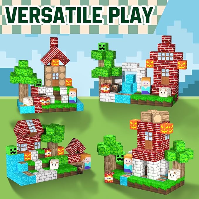 100PCS Magnetic Blocks - Grassland Magnetic Building Blocks Set, STEM Sensory Outdoor Toys, Build Forest World Set for 3+ Year Old Boys&Girls, Christmas Birthday Gift (Forest)