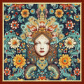 Foxhool Beginners Cross Stitch Kits Stamped Full Range of Embroidery Kits for Adults DIY Cross Stitches kit Embroidery Patterns for Needlepoint kit-Queen of Colorful Flowers 17.7x17.7 inch
