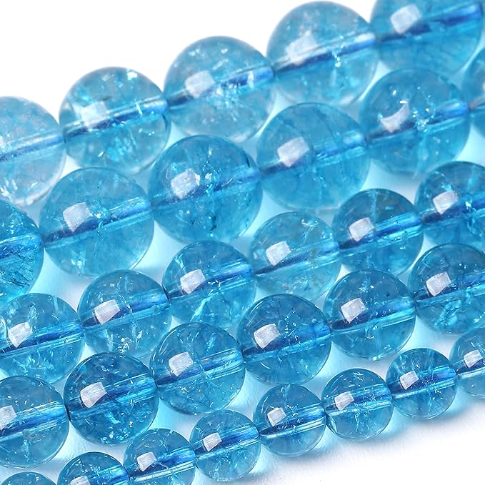 4MM Blue Crystal Quartz Beads Natural Gemstone Round Loose Stone Beads for Jewelry and Bracelets Making 180pcs 2 Strands 32"