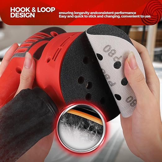 100PCS 5 inch Silicon Carbide Sanding Discs 80 Grit, Wet Dry Orbital 5 Sander Hook and Loop Sandpaper Disc, Best for Metal,Automotive,Wood Polishing