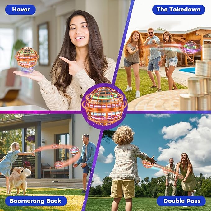 Tikduck Flying Orb Ball 2025 Toys Soaring Hover Boomerang Spinner Hand Controlled Mini Drone Cosmic Globe Spinning Kids Outdoor Fly Toy Birthday Gift Cool Stuff for Boys Girls 6 7 8 9 10+ Year Old
