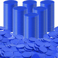 Coopay 600 Pieces Plastic Poker Chips Learning Counters Disks Bingo Chip Counting Discs Markers for Math Practice and Poker Card Game Tokens, Teaching Rewards, 38 mm/ 1.5 Inches (Blue)