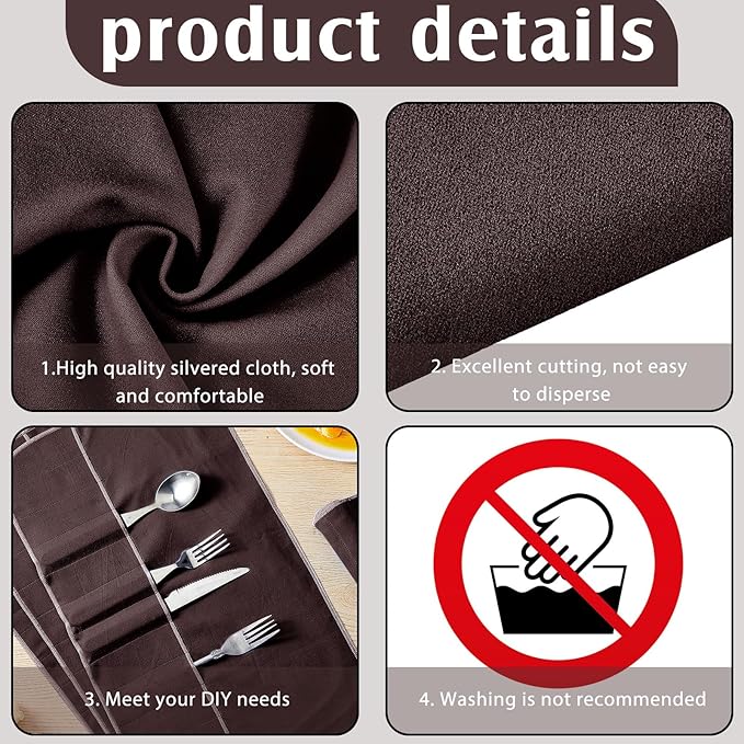 Jecery 1.1 Yard Anti Tarnish Silver Cloth by the Yard, Luxury Jewelry Silver Polishing Storage Protect Cloths for Silverware Flatware Silversmith Polishing (Brown)