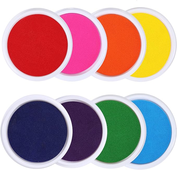 MoloTAR Craft Large Ink Pad Stamps Partner Diy Color,8 Colors Rainbow Finger Ink pad for kids (pack of 8)