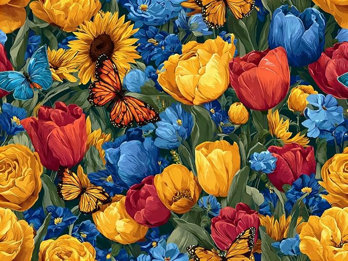 Moohue 14ct Counted Stamped Cross Stitch Kits for Adults Printed Flowers Cross Stitch Patterns Art Crafts Cross Stitch Supplies (Flowers 15)
