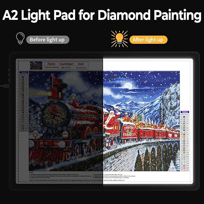 Heanolier A2(25.2" x 18.4") Artist tracing Light Box Copy Table,Large Magnetic Light pad with Physical Buttons & Adapter,3-Color,Dimmerable Bright Light Board for Diamond Painting,Drawing,Sketching