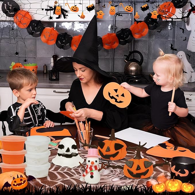 YOGFIT 36 Pack Halloween Pumpkin DIY Craft Clay Kit for Kids, Air Dry Moldable Clay DIY, Pumpkin Craft Kit for Halloween Decorations Indoor Outdoor Trick or Treat Party Favors