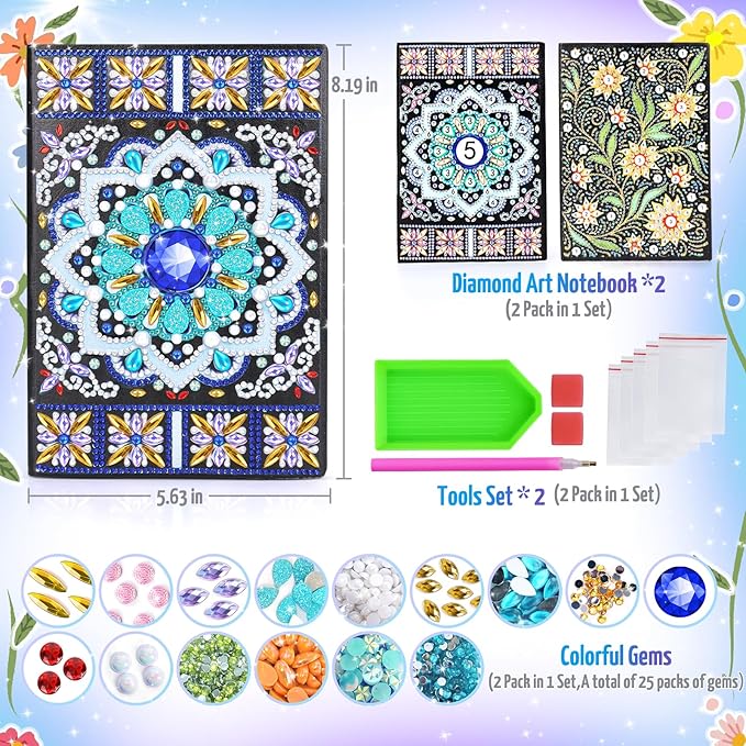 Girls Gifts 5-7-9-10 Year Old, Craft Kits for Kids Age 6 8 11 12 Diamond Art Kits Cute Stationary Girl Birthday Presents for 5 6 7 9 Year Old Girls Notebook Arts and Crafts for Kids Toys Diary
