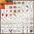 Small Stencils for Painting on Wood Reusable, 3 Inch Reusable Stencil for Craft Ornament Paint Template Stencils for Wall Card Rock Wood Signs Coasters Canvas Home Decor (Fall)