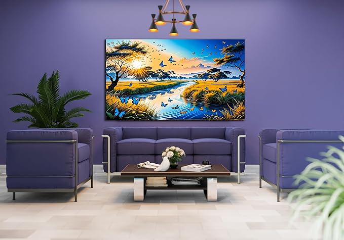 SpiritualHands Fantastic Scenery Tempered Glass Wall Art Painting for Living Room, Tempered Glass Modern Prints Decor, Large Vivid Color Panel for Bedroom, Kitchen, or Office