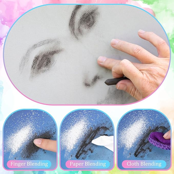 24 Pcs Soft Pastel Drawing Chalk Set Square Sketch Chalk Non-toxic Artist Pastel Sticks for Professional Artists Students and Art Lovers(Black, White)