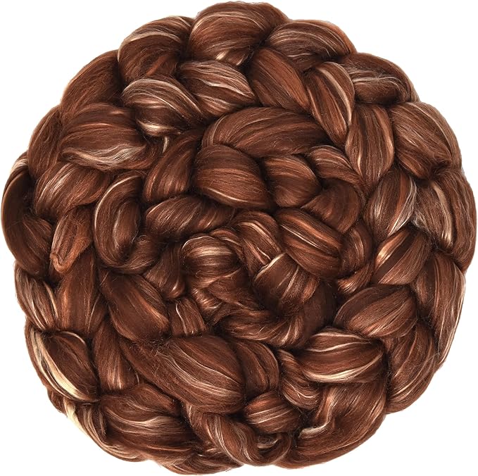 Merino Silk Luxe Tonal Designer Blend. Superfine Merino, Mulberry, Tussah Silk. Top Roving for Spinning or Felting. Cocoa Delight 1oz