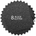 Black Glitter HTV Heat Transfer Vinyl Bundle 8 sheets-12 x12 Iron on Vinyl for T Shirts Hats Clothing Compatible with Cricut Cameo Heat Press Machine