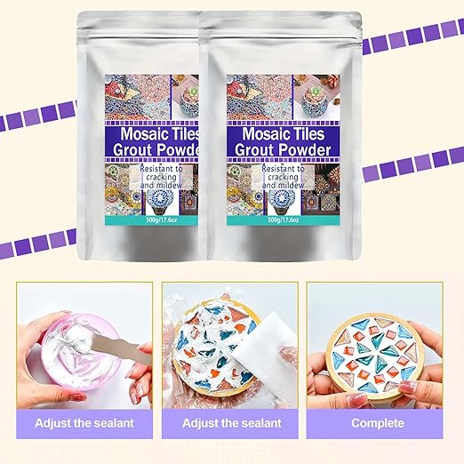 Mosaic Grout, Mosaics Tile Tools, Mosaic Tile Accessories – Essential for Handmade Grouting and Perfect for DIY Craft Projects (Gray, 500G)
