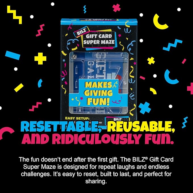 BILZ® Super Maze | Gift Card Puzzle Game for Ages 8+ | Made in USA | Easy Fun Setup | Fits Gift Cards, Cash (Folded), and Notes | Great for Graduations, Christmas, & Birthdays
