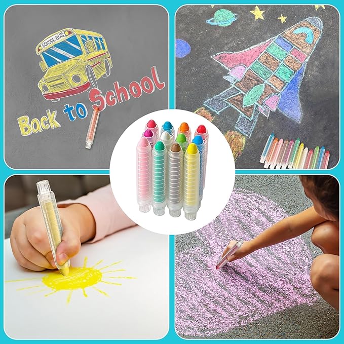 24 Pcs Dustless Chalk Colored twistable Chalk for Blackboard Doodling, Drawing, Writing, Colour Mixture