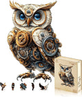 Jigfoxy Wooden Puzzles for Adults, Mechanical Owl Wood Puzzles Adult, Unique Animal Shape Wooden Jigsaw Puzzles for Adults, Birthday Gifts for Puzzle Lovers, Family(M-11.4 * 7.8in-145pcs)
