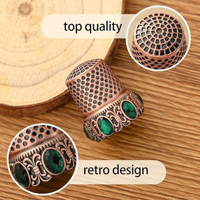 Vintage Sewing Thimble, Finger Protector Finger Shield Fingertip Thimble Sewing Quilting Craft Accessories DIY Sewing Tools (Red Copper)