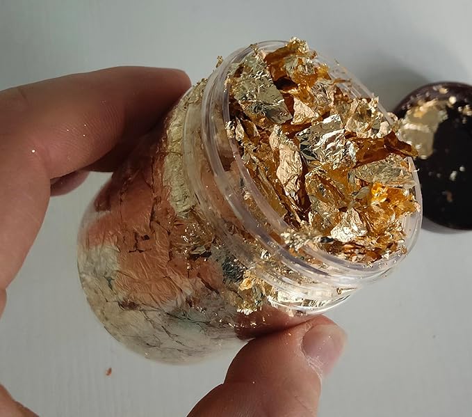 Gilding Flakes,Gold Foil Flakes for Resin,Blue Red Purple Pink Metallic Foil Flakes for Resin Jewelry Making,Nails,Painting Art,Crafts and Slime (Imitation Gold)