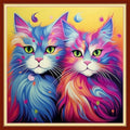 Foxdiviy Stamped Cross Stitch Kits Full Range of Embroidery Needlework Starter Kits for Beginners Adults 11CT Embroidery Patterns Art Crafts DIY Needlepoint Kits-Colorful Cat 18x18 inch, ColourKits28