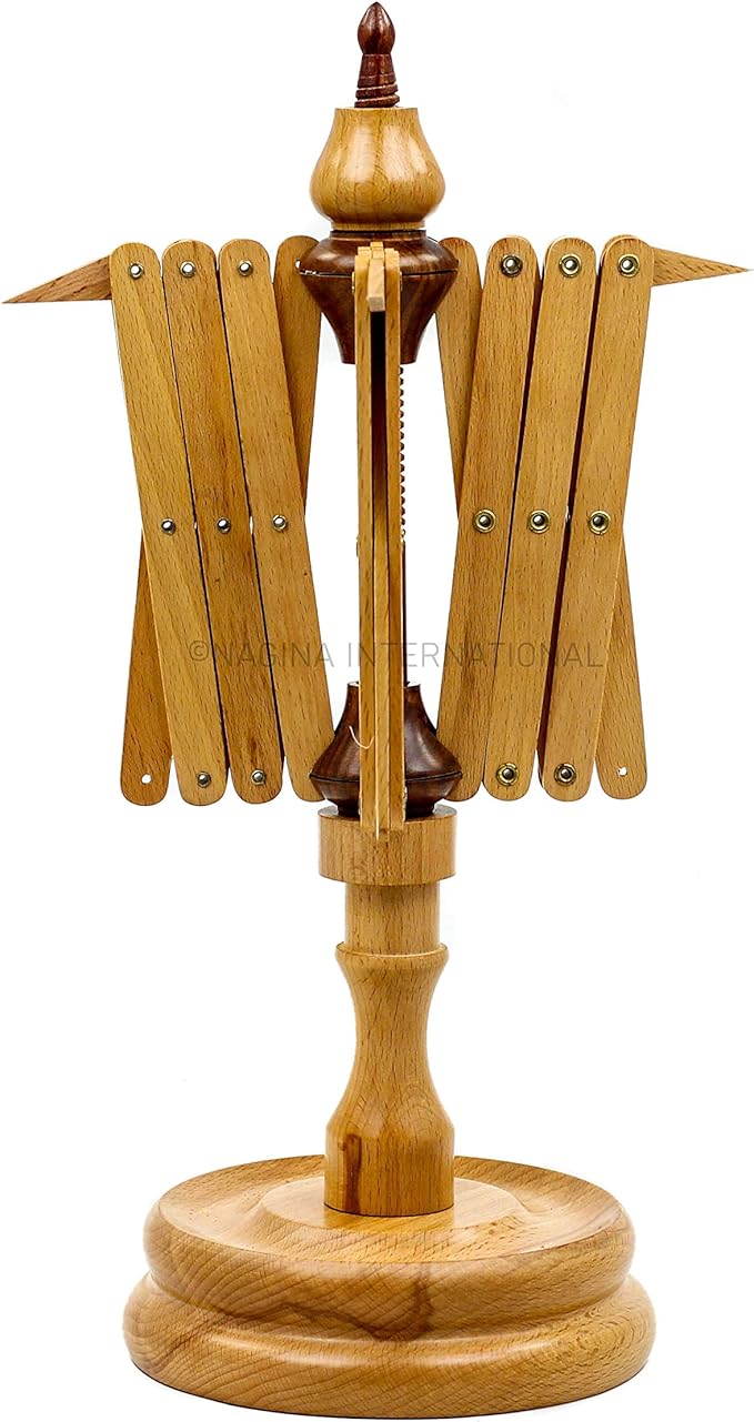 Wooden Handcrafted Heavy Duty Wooden Yarn Ball Winder - Premium Crafted Knitting Crocheting Accessories & Combo Set - Table Top Yarn Swift (Steam Beech Wood)
