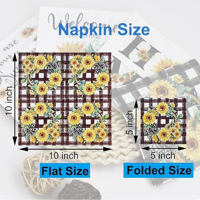 Cocktail Napkins 80 Pack 2 Ply Floral Beverage Luncheon Dinner Paper Napkins Flower Print Disposable Napkins for Wedding Thanksgiving Anniversary Celebrations, 5X5 Inches Folded