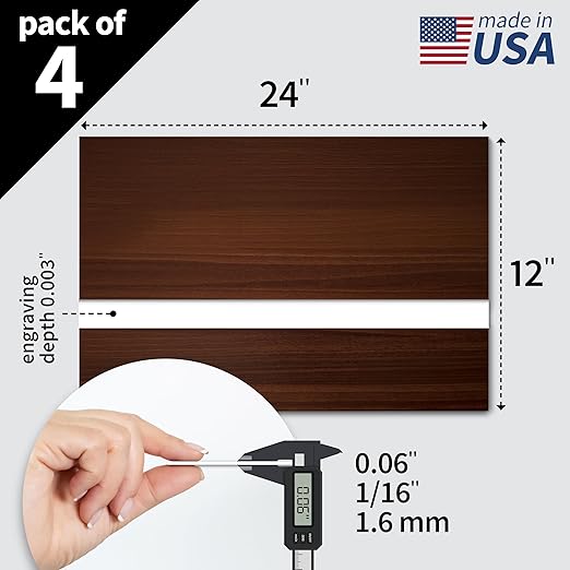Trotec TroLase | 12"x24"x1/16", 4 Pcs | Cherry/White | 2 Ply | Modified Acrylic | Laser Engraving Double Color Plastic Sheet | Engraving Blanks for Laser, Saw, Guillotine | Made in USA