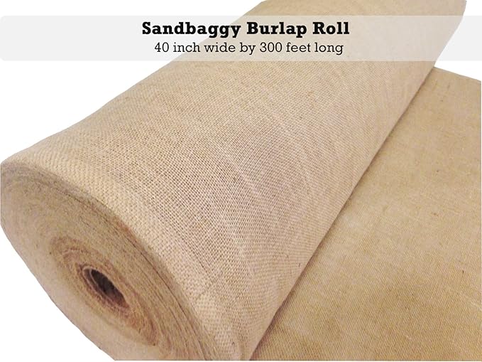 Sandbaggy Burlap Fabric Roll | 40 Inch by 300 ft | Great for Garden, Yard, Wedding, Craft, Decorating Tables | Constructed from Industrial Grade Burlap Fiber | 30% Thicker Than Competition (1 Roll)